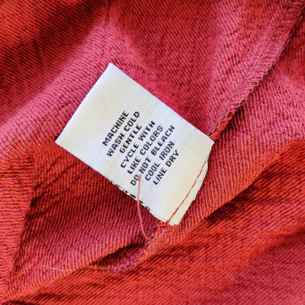 Habitat Tunic Top Red Pucker Weave Textured Chopstick Buttons Lagenlook Artsy L - Picture 7 of 9